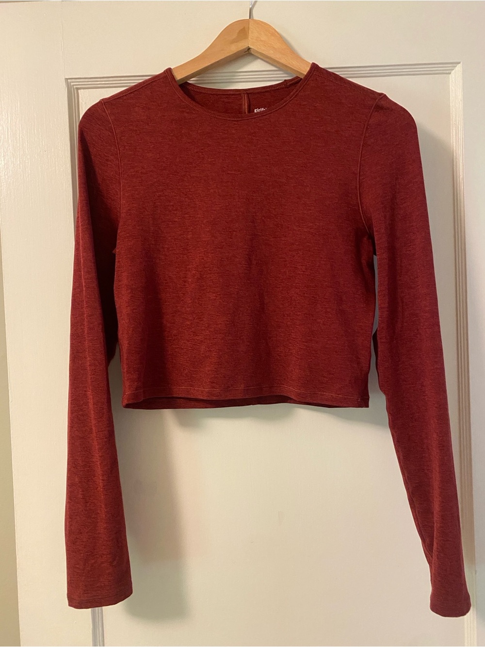 girlfriend collective Cropped Long Sleeve Top in Rust